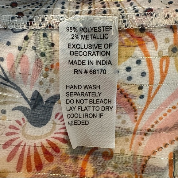 Anthropologie Dani Floral Kimono Duster Belt Bell Sleeve Metallic Thread - Picture 9 of 9